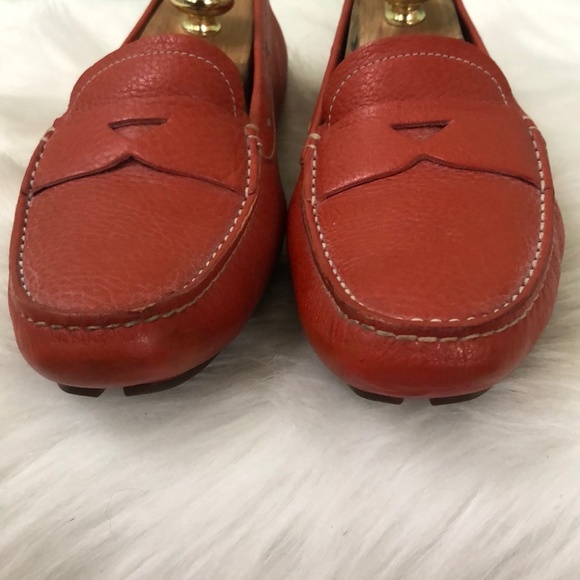 Prada Pebbled Leather Contrast Stitch Penny Loafers 40.5/7.5/8 - Picture 7 of 13